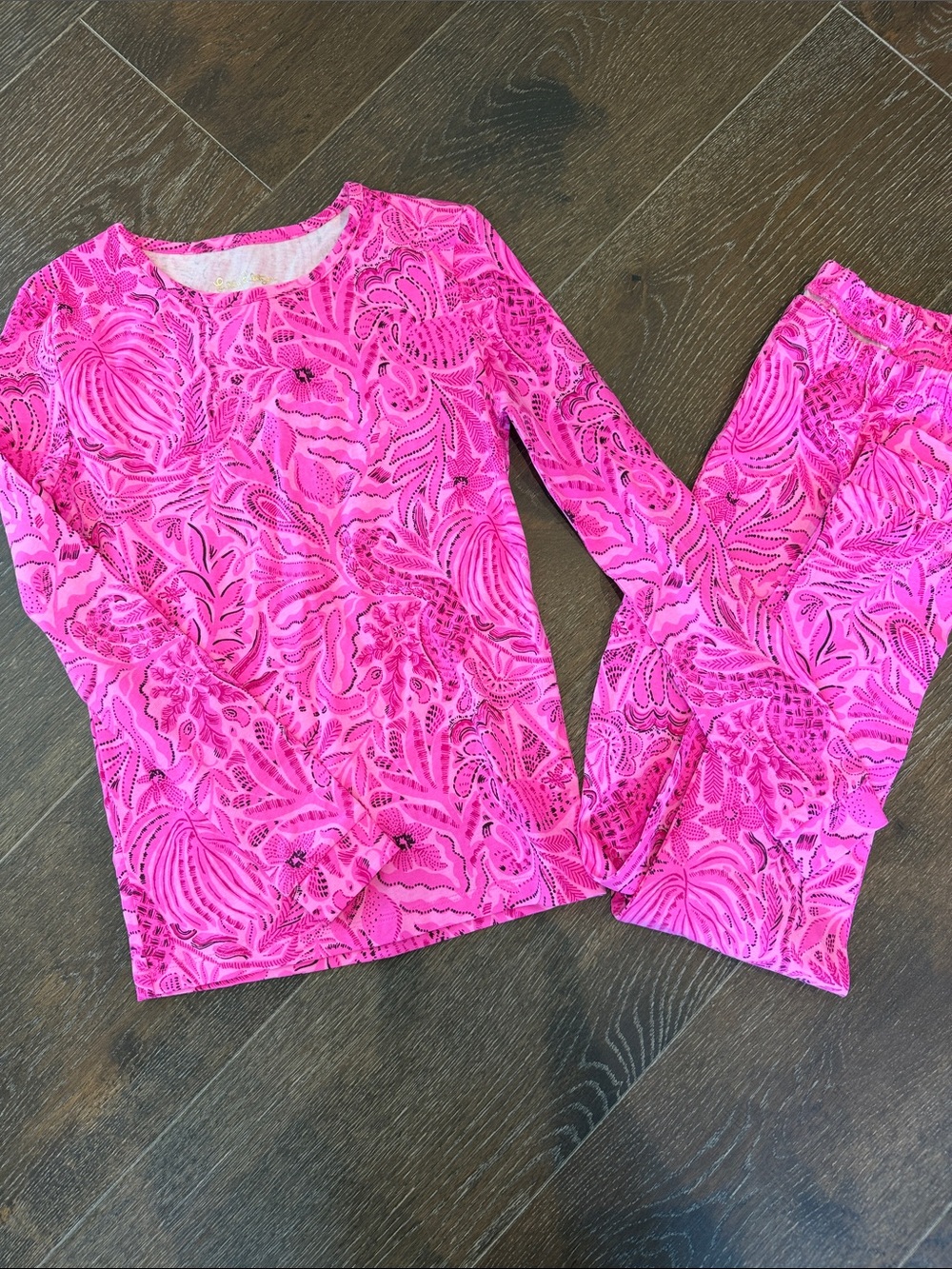 Lilly Pulitzer Hot Pink Paisley Floral Kids Pajama Set Size 10 New w/o Tags